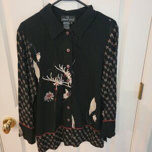 Vintage - Carole LIttle Button Down Linen Blouse - size 6